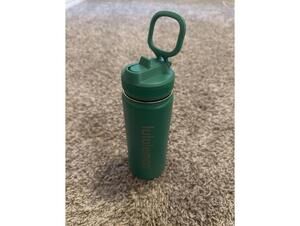 lululemon Green Straw Water Bottle - Durable, Leak-Resistant